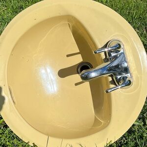Vintage Yellow Bathroom Sink with  Faucet